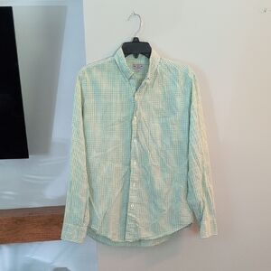 J. Crew Men's Blue and Yellow Checkered Button Down Shirt